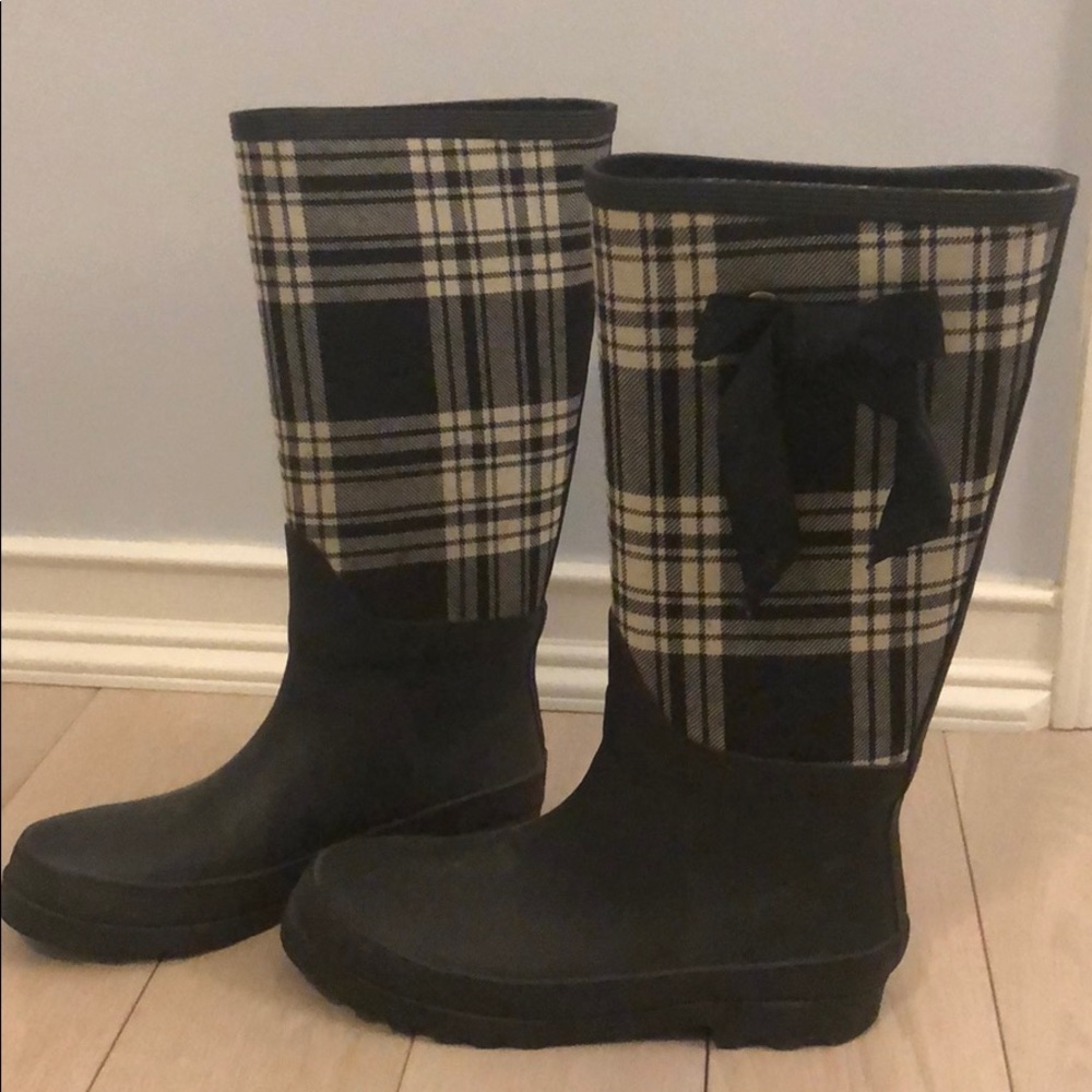 J.Crew tall plaid rain boots
